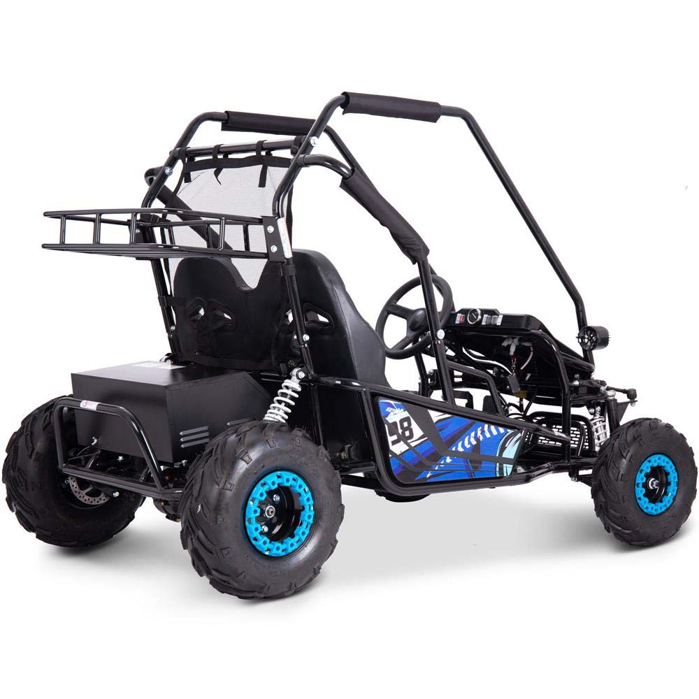 MotoTec Mud Monster XL Kids Electric 60v 2000w Go Kart Full Suspension Blue