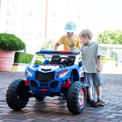 24V Freddo Storm Police UTV 2-Seater for Kids with Lights & Sirens for Action-Packed Adventures